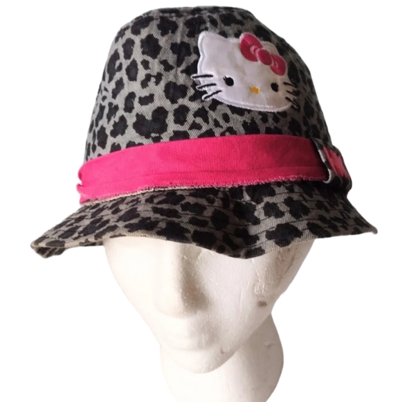 Sanrio Hello Kitty Womens Fedora Hat Cheetah Print Gray Black Hot Pink One Size - Picture 2 of 5